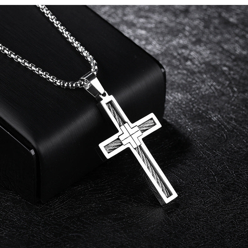 Titanium Steel Wire Cross Men&