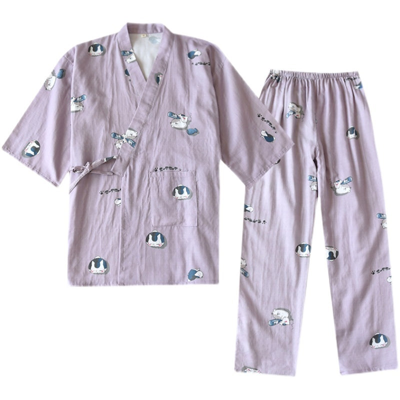 Home Improvement Couples Loose Cotton Thin Homewear Set