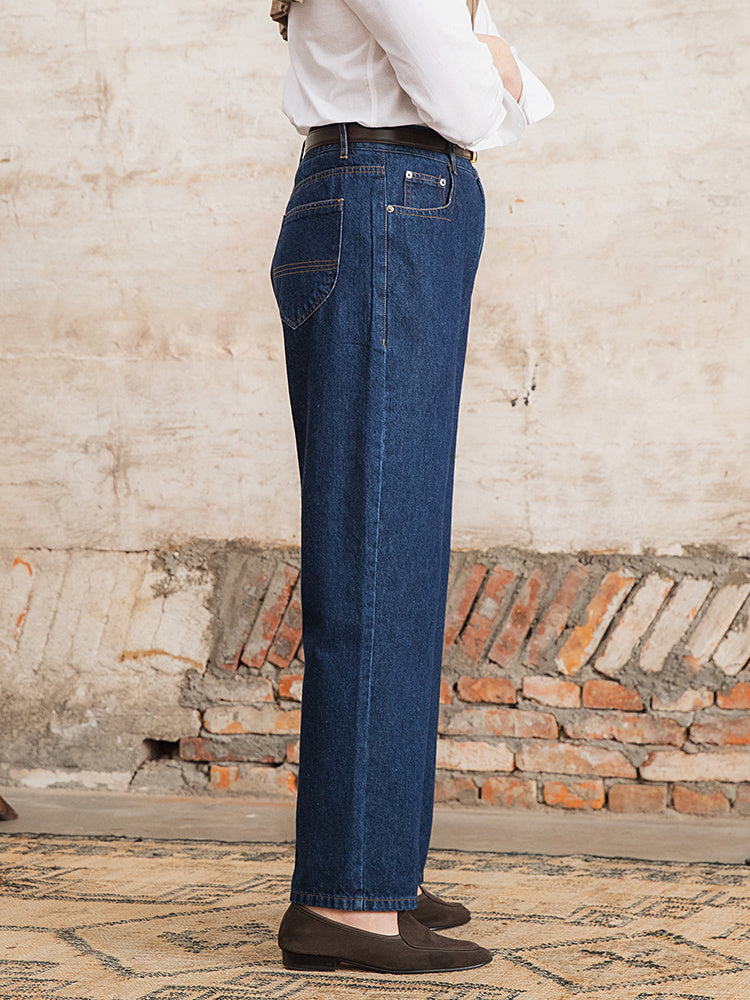 Retro Washed Jeans Fashion Casual High Waist Straight Pants