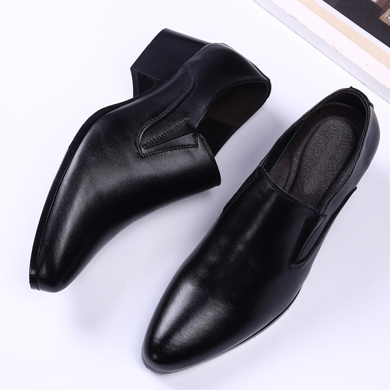 High Heel Pointed Leather Shoes Genuine Leather Men&