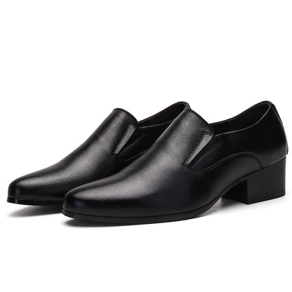 High Heel Pointed Leather Shoes Genuine Leather Men&