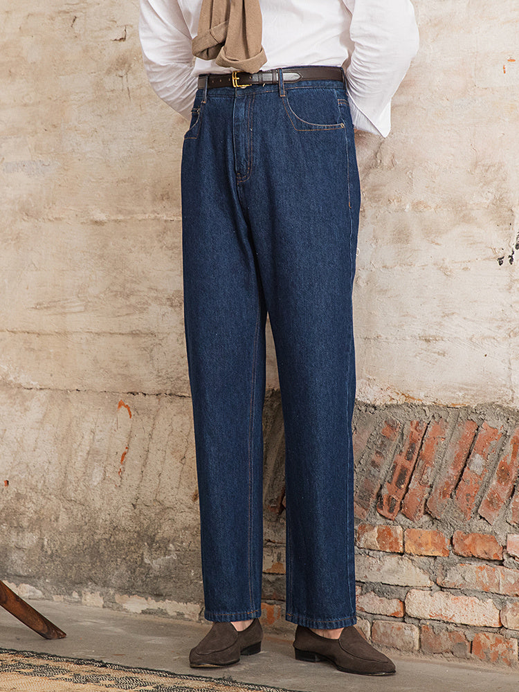 Retro Washed Jeans Fashion Casual High Waist Straight Pants